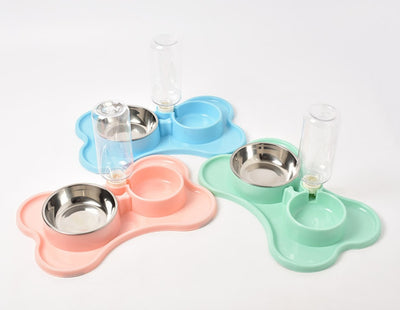 Pet Supplies Dog Automatic Drinking Water Double Bowl Dog Double Bowl Pet Food Bowl Teddy Law Bucket Pet Bowl